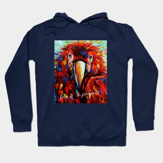 love Valentines is in progress colorful bird ,brafdesign Hoodie by Brafdesign